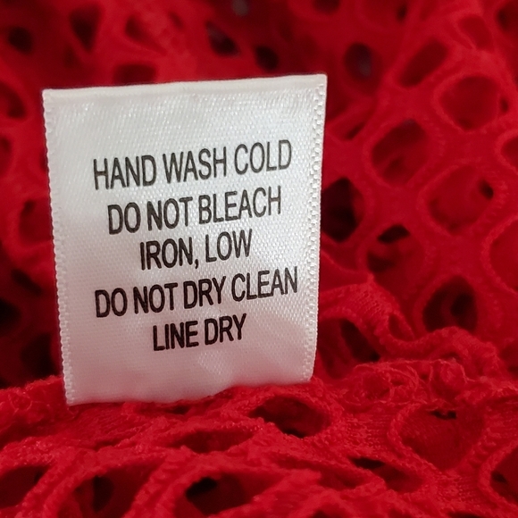 Fish Net Zip Front Peplum Top Size 3X Red Sleeveless Open Weave Tunic Stretch - Picture 9 of 12